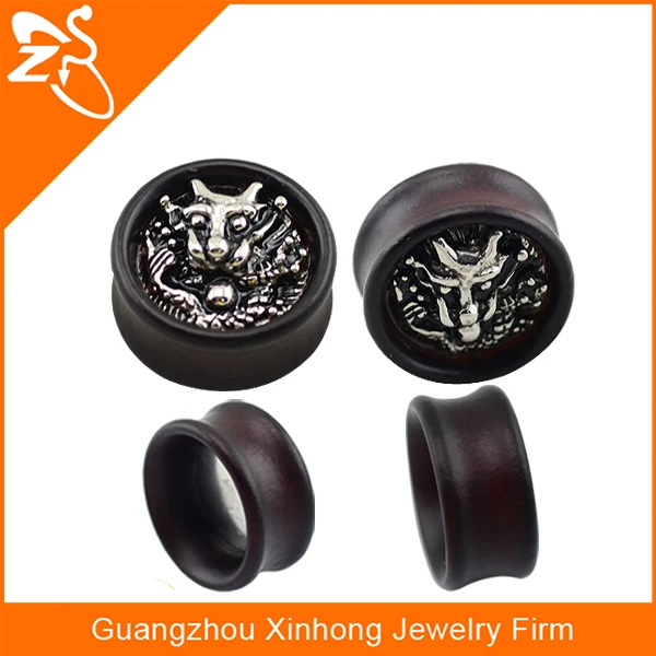 Dark Organic Wooden Ear Plug Piercing,Classic Organic Plugs Piercing