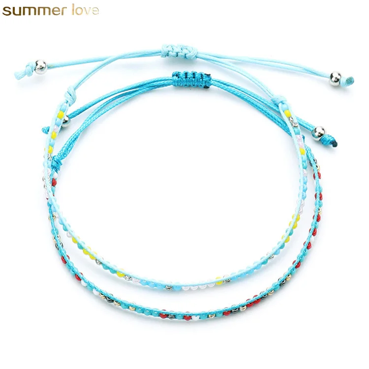 

Fashion Jewelry Handmade Boho Weave Rope Chain Bracelets For Woman Men Rice Seed Beads Charms Friendship Bracelet, Colorful