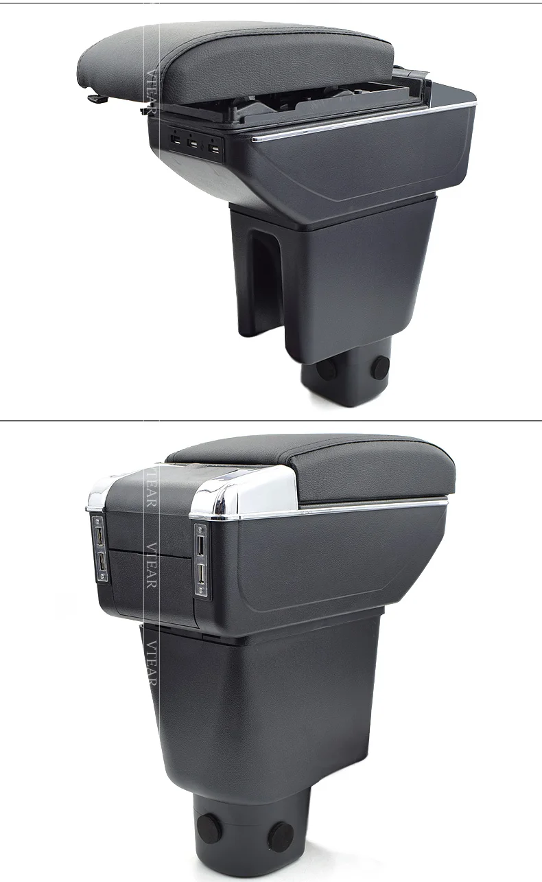 Vtear For Honda Brv Armrest Leather Usb Interface Storage Box Red 