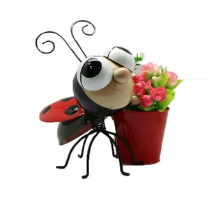 Image of Beautiful Metal Garden Decoration Chinese Split Ladybug Planter Pot