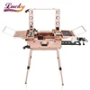Professional Artist Studio Cosmetic Train Table Cover Board and Easy Clean Extendable Trays Makeup Station