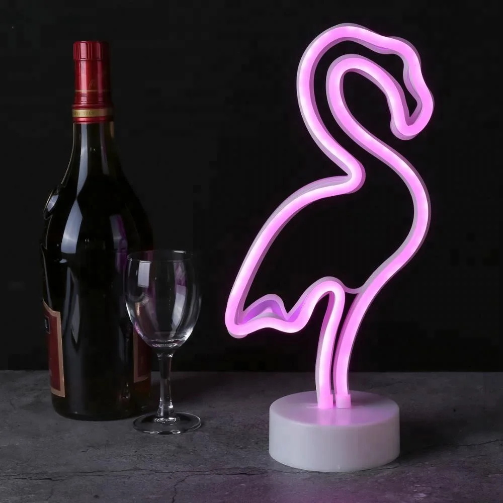 Christmas Birthday Party Living Room Kitchen Table Children Kids Gifts LED Flamingo desktop neon light