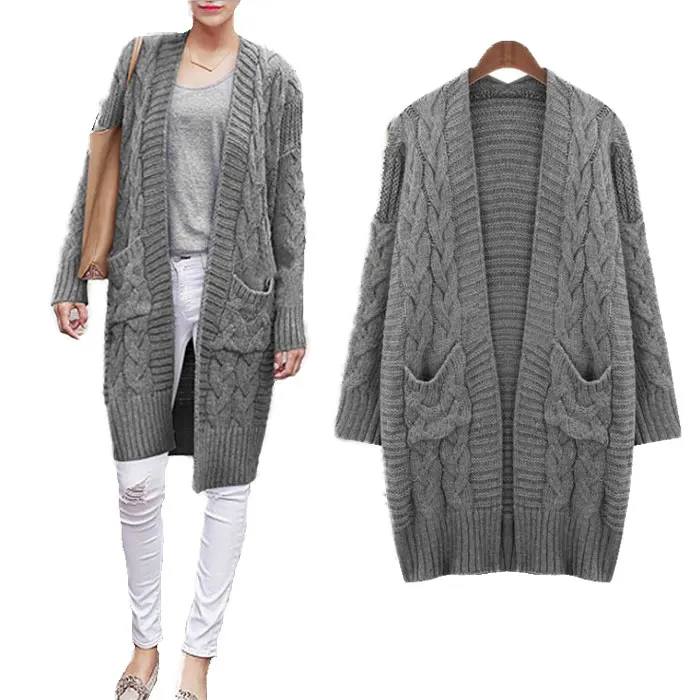 

80915-MX13 6 colors autumn and winter women sweater long knitting coat design
