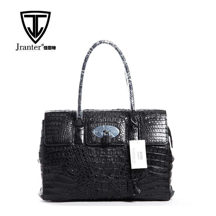 black 100% genuine crocodile leather handbags for women