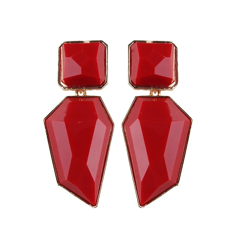 

Jelly-colored resin pendant earrings geometric earrings, N/a