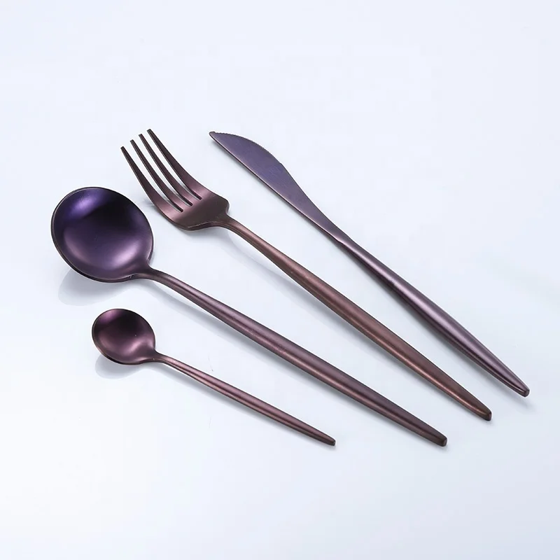 

wholesale 18/\10 stainless steel portugal rose matte gold royal wedding gift cutlery,knife and fork,flatware, Rose gold