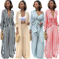 

Women's Two Piece SetsTwo Piece Sets Long Shirt Top and Wide Leg Pants Set Autumn Matching Sets Coldker