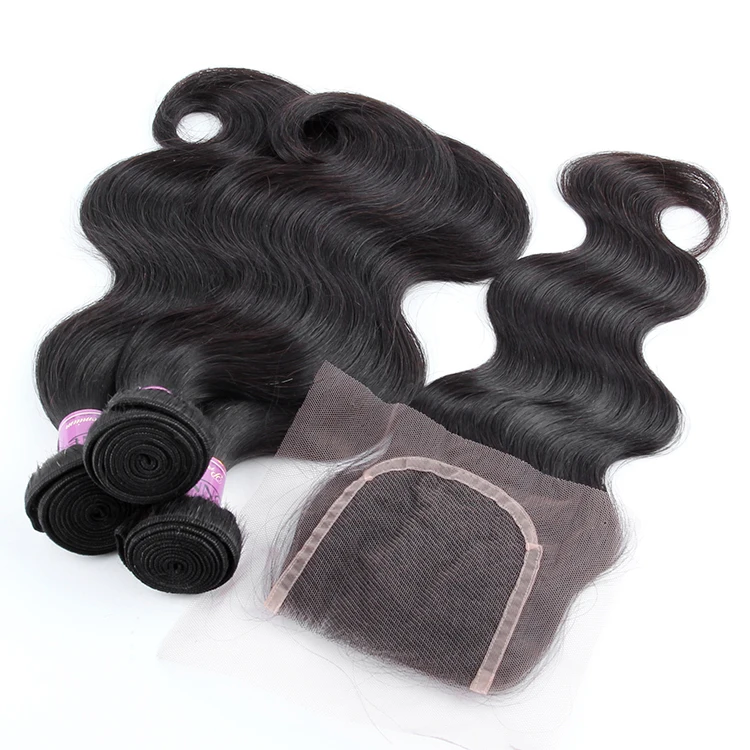 

Top quality body wave brazilian virgin hair bundles with lace closure