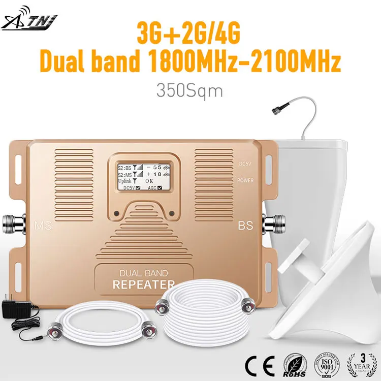 
ATNJ Dual band 1800/2100mhz mobile booster 2g 3g 4g cellular signal amplifier repeater 