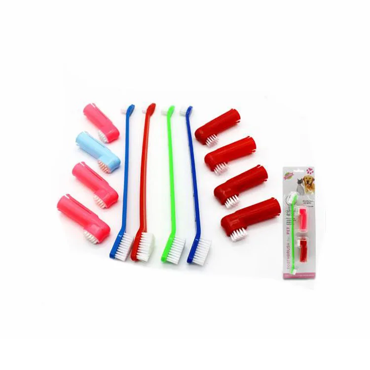 

Double head toothbrush dog finger set pet toothbrush, As picture