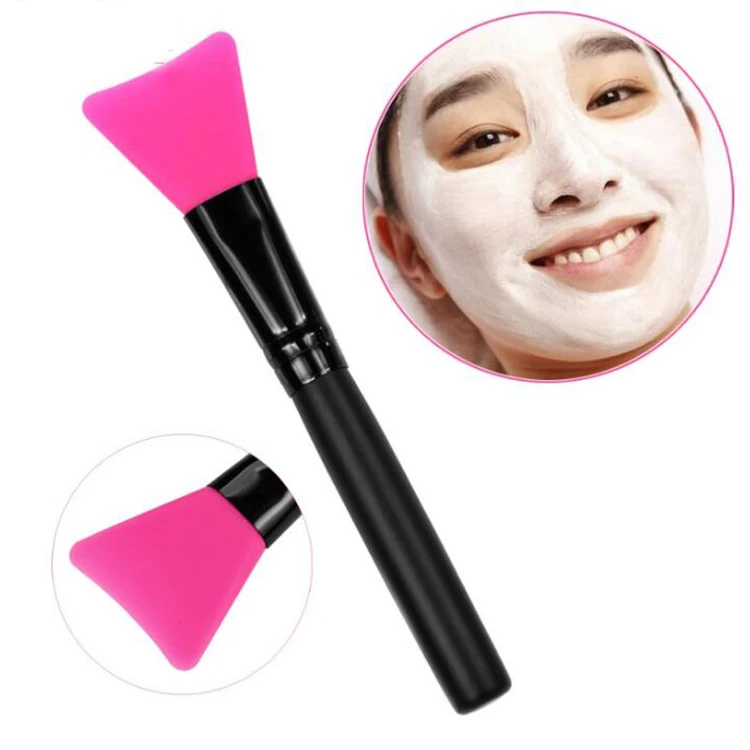 

Hot Sale Soft Silicone Head Wood Handle Face Mask Brush Silicone Face Mask brush, Black handle