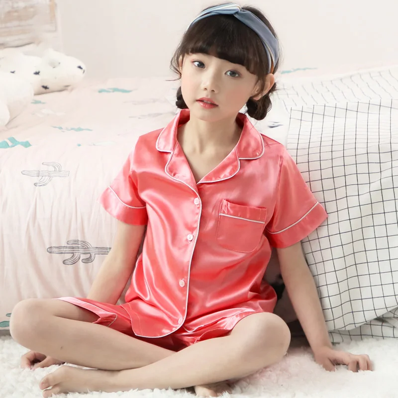 

Wholesale Short Sleeve Silk Children Girls Boutique Clothing Set Chinese Manufacturer, Pink children clothing sets girls