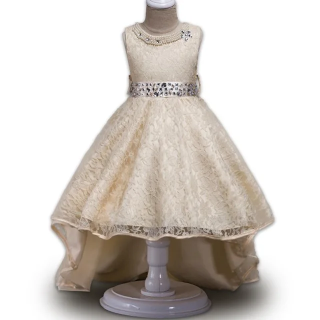 

High quality girls' red wedding gown Western style kid lace dress girl evening party dress for 10 years old, N/a