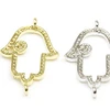 Fashion CZ Micro Pave Setting Hand Connector Cubic Zirconia Sideways Jewelry Findings
