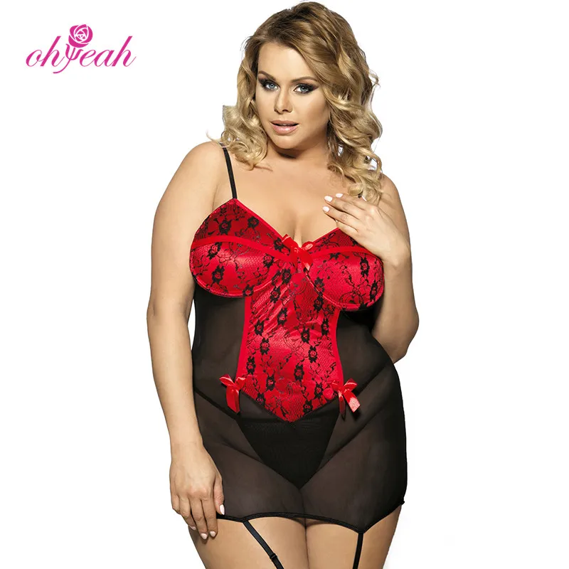 

Factory price super plus size hot sexy babydoll negro transparente, As shown