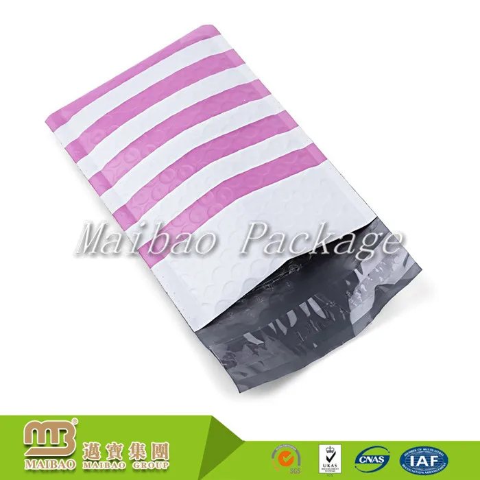 Eco D2w Nontoxic Strong Adhesive Glue Custom Small Size Pink Color Striped 4x6 Poly Bubble