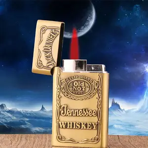 Image of new exotic creative metal relief windproof straight gas lighter sanqiao 217