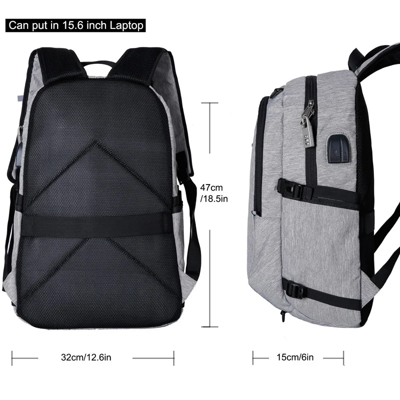 
Wholesale Anti-theft Backpack with net and USB Charging Port 15.6 inch Laptop Sports Bag School Backpack for Men 