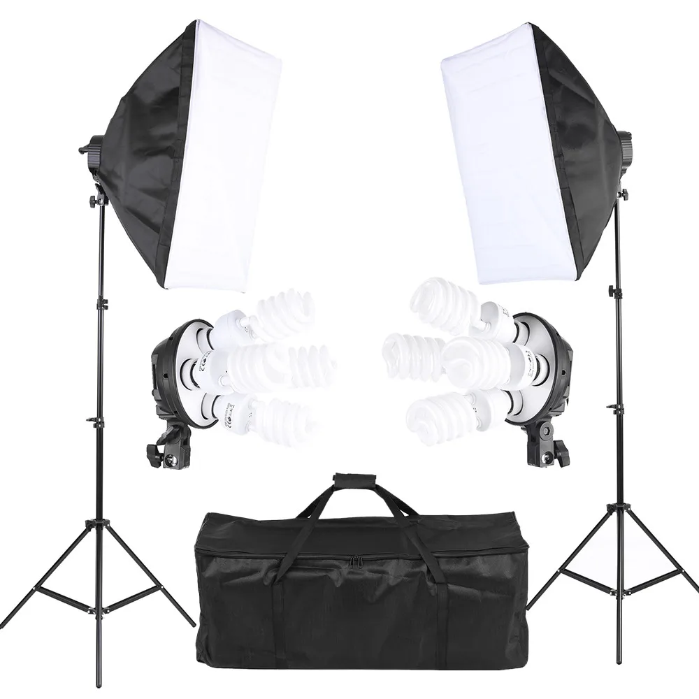 Photo Studio Lighting Kit Soft Box Kit With Four Light Bulb Holder