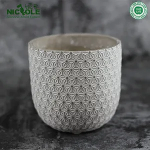 Image of Nicole silicone concrete planter flower pot with decorative pattern moulds