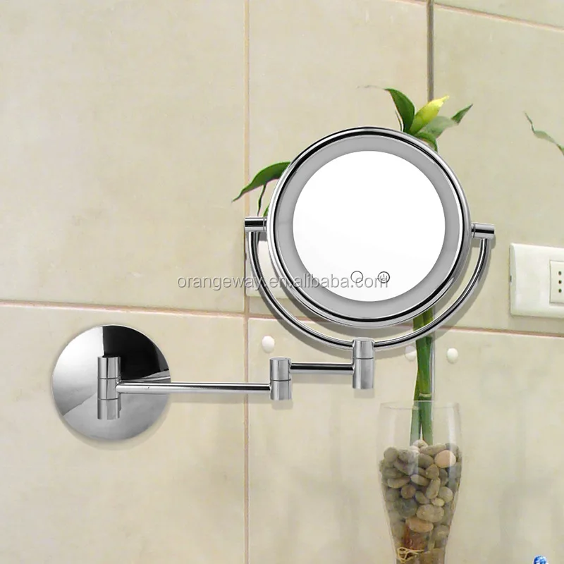 

Wall-hung type Round Makeup Mirror, Extension type Shower room Led Mirror for Girls Makeup For Men Shave