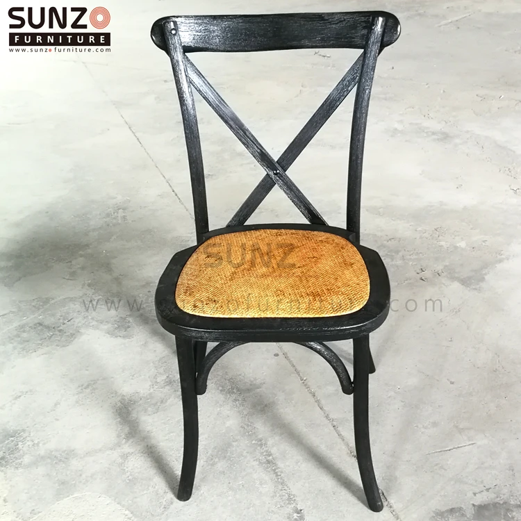 Wholesale Rustic OAK Wood Rattan Cross Back Chair