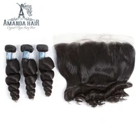 

Soft And Smooth Loose Wave Brazilian Hair Extensions With Lace Frontals Closure,Virgin Hair Bundles With Closure