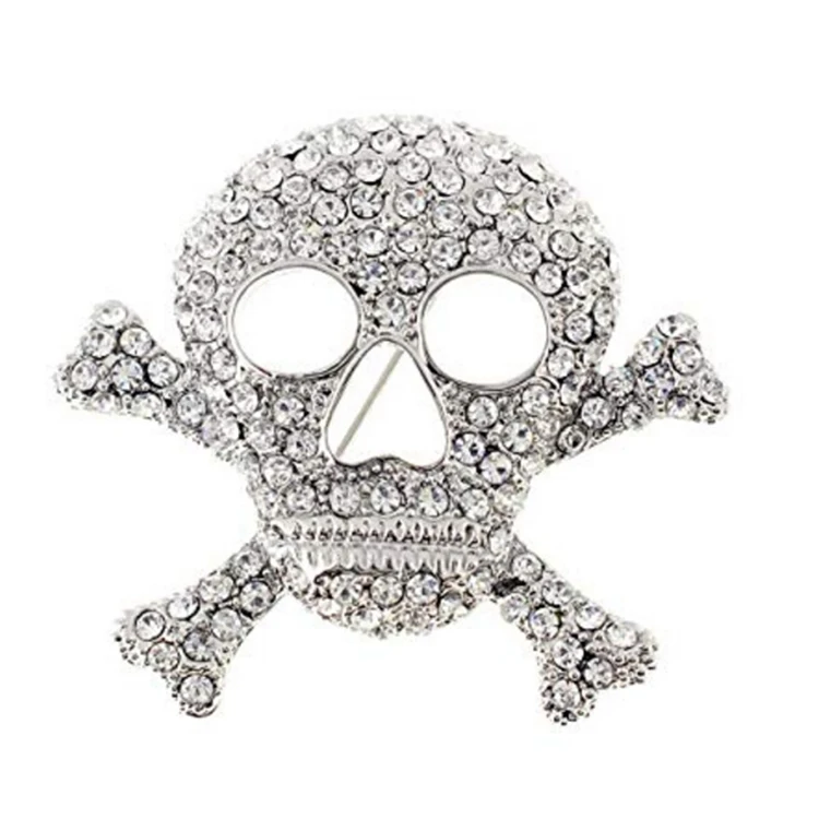 

Sparkling Clear Rhinestones Halloween Skull Brooch Pin
