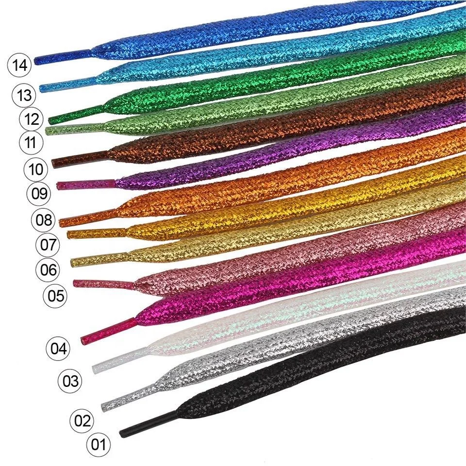 

Amazon hot sale color Fancy Gold Silver Glitter Shoelace silk shoelace belt