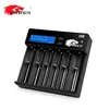 6 Pcs 18650 Battery Charger IMREN H6 Lcd display Charger 6 Bay Charger with US/UK/EU/AU Plug for 18650 26650 20700 21700 18350