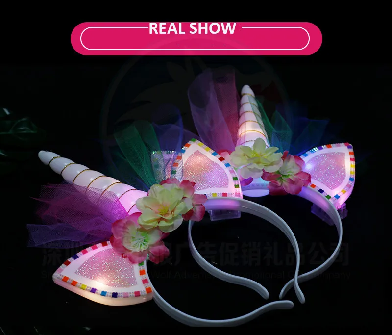 Unicorn Headband with LED Light Flashing with Batt./Purple/Party/JGA/Costume 
