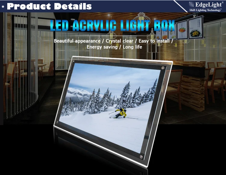 CF1A A0 A1 A4 ultra slim single side advertising led acrylic backlit poster frame