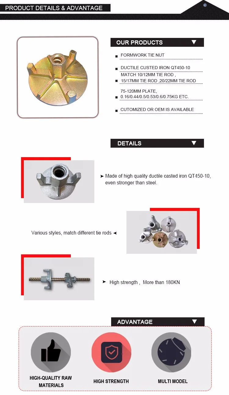 Formwork System Tie Rod Wing Nut/casting Iron Formwork Wing Nut/three