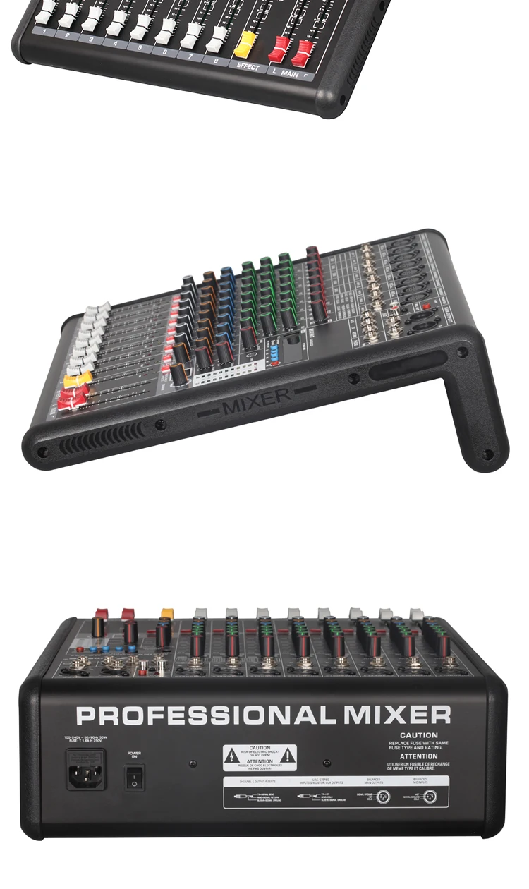 MECCTP 8 Channel Mixer Sound Board Console， Live Studio Amplifier