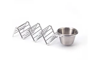 Image of Mexican Food Sauce Cup Food Grade Stainless Steel Taco Holder Rack