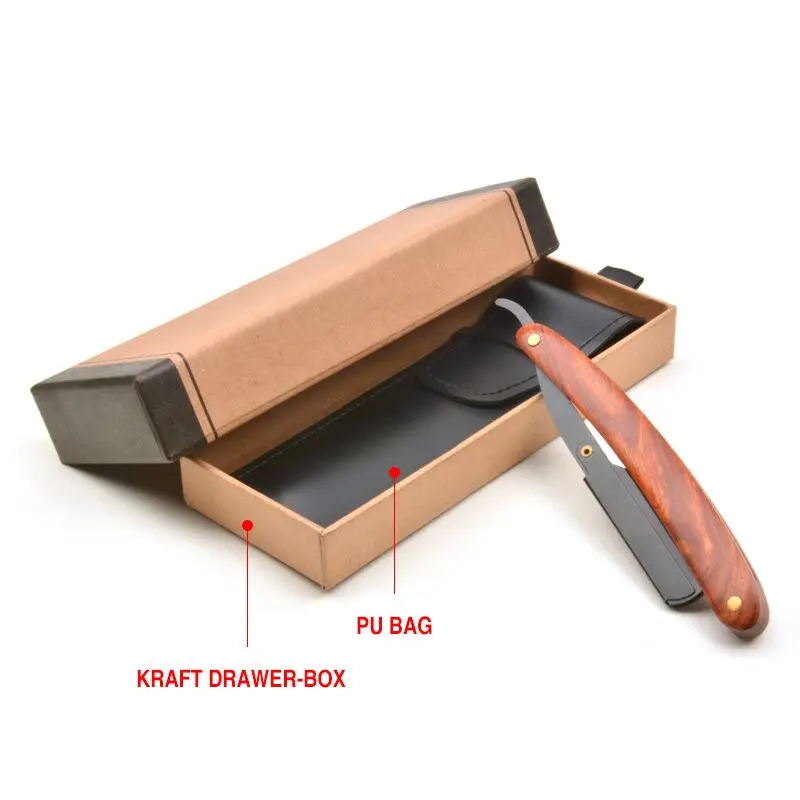 

Natural color Private label Colour wood and stainless steel barber straight razor