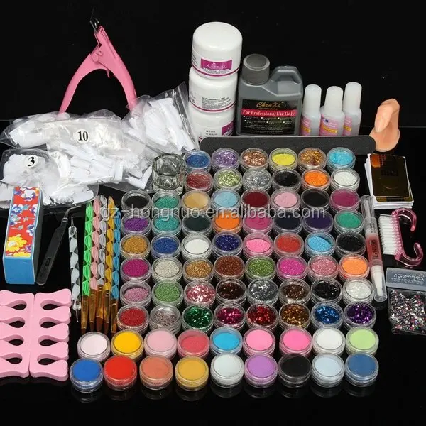 

Professional Nail Art Set 78 Colors Acrylic Liquid Glitter UV Powder Dipping File Brush Tips Tools NK015