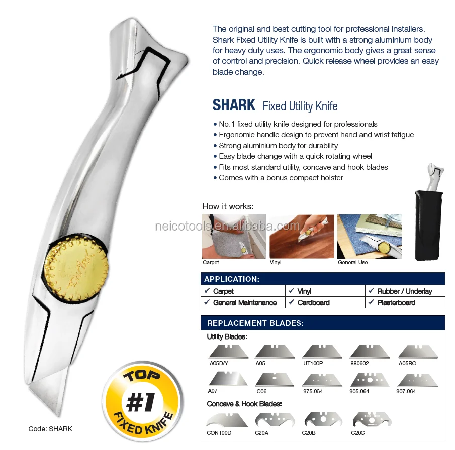 High Quality Carpet Shark Knife With Compact Holster,Vinyl Flooring And
