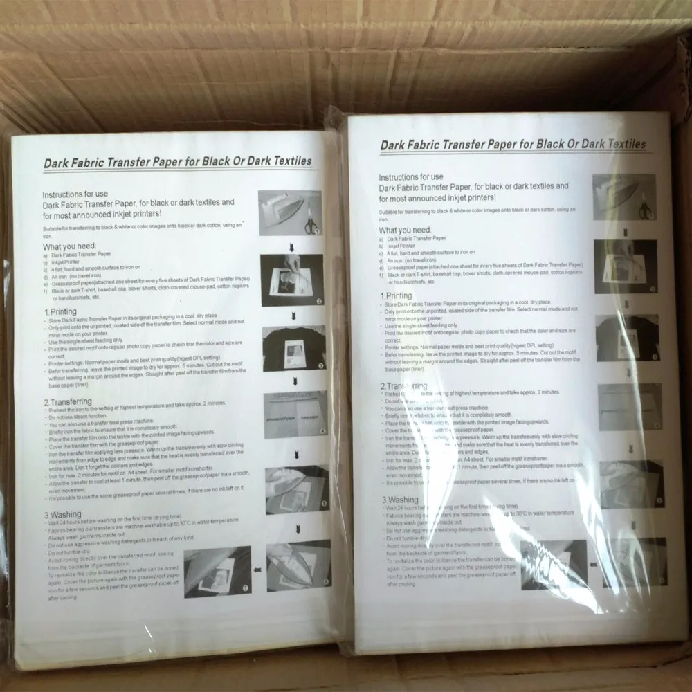 60pcs Dark Fabric Iron On Transfer Paper A4 Dark Shirt Transfer Paper