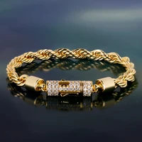 

KRKC&CO Hip Hop Charm Bracelet for Men and Women Wholesale 14K Gold Plated Bracelet 7inch 6mm Rope Chain Bracelet