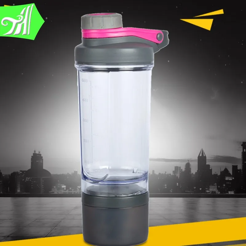 600ml Two Layers Plastic Shaker Bottle, Sport Water Bottle Bottledjoy