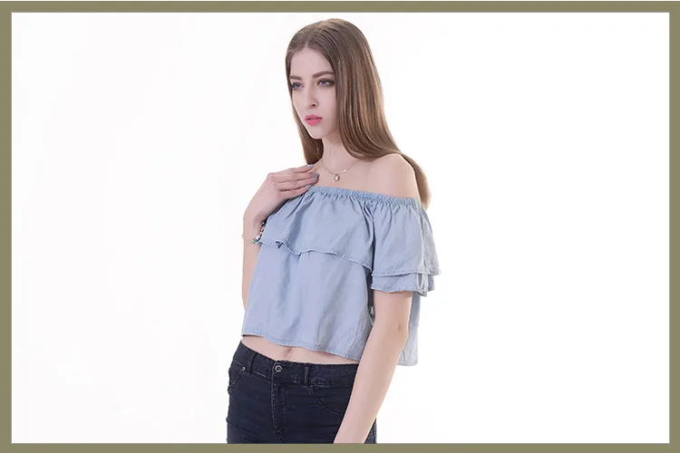 Ruffled neck custom trendy sexy short fashion european young women clothing
