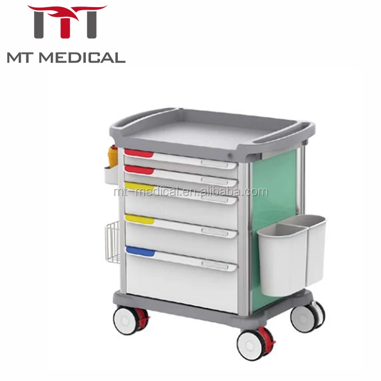 High Quality Hospital ABS Movable Emergency Trolley Cart