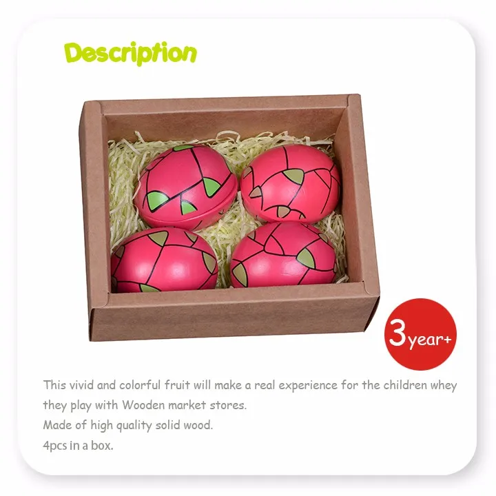 wooden fruit kitchen toys Dragon Fruits in Box