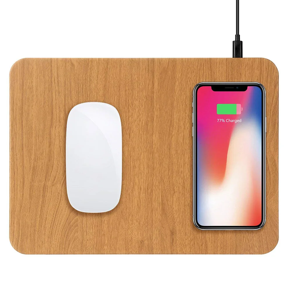 

New arrival Customize PU material mouse pad wireless charger, Black;grey;brown etc