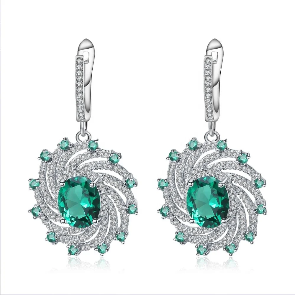 

Abiding Hot Sale Nano Emeral Big Gemstone Earrings 925 Sterling Silver Drop Earrings Wedding Jewelry