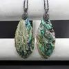 LS-D6844 High Quality Natural Abalone Shell Necklace, Carved Shell With Zircon Pave sharkly Abalone Shell Necklace for women
