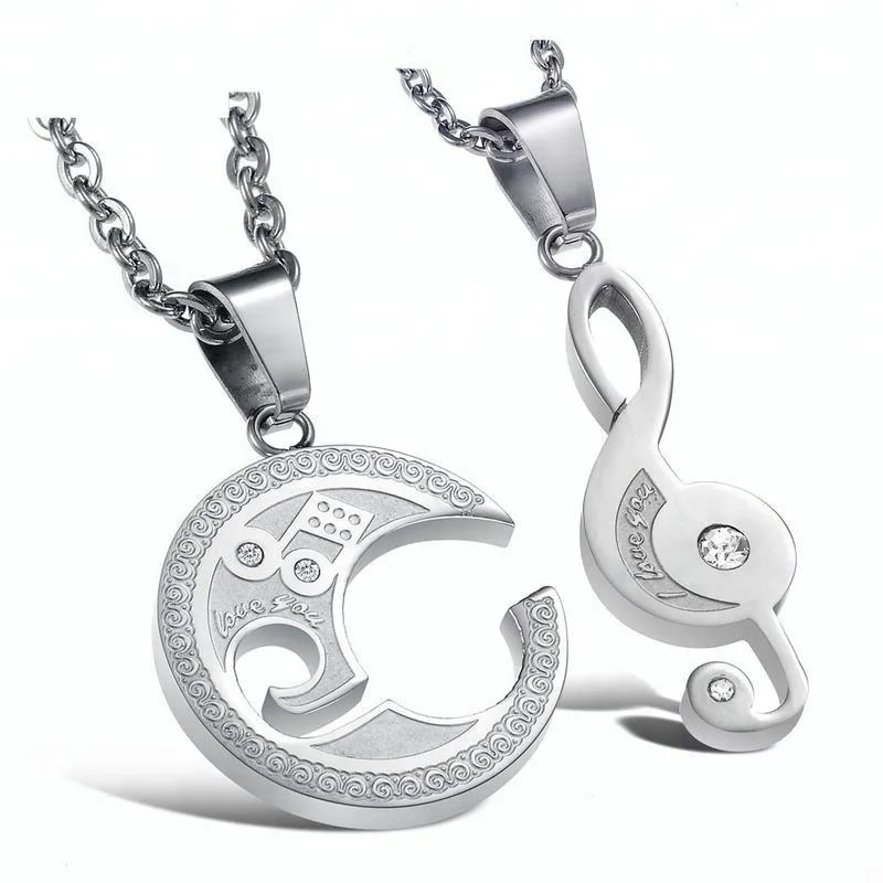 

316L Stainless Steel Jewelry Couple Necklaces White Musical Notes Necklace