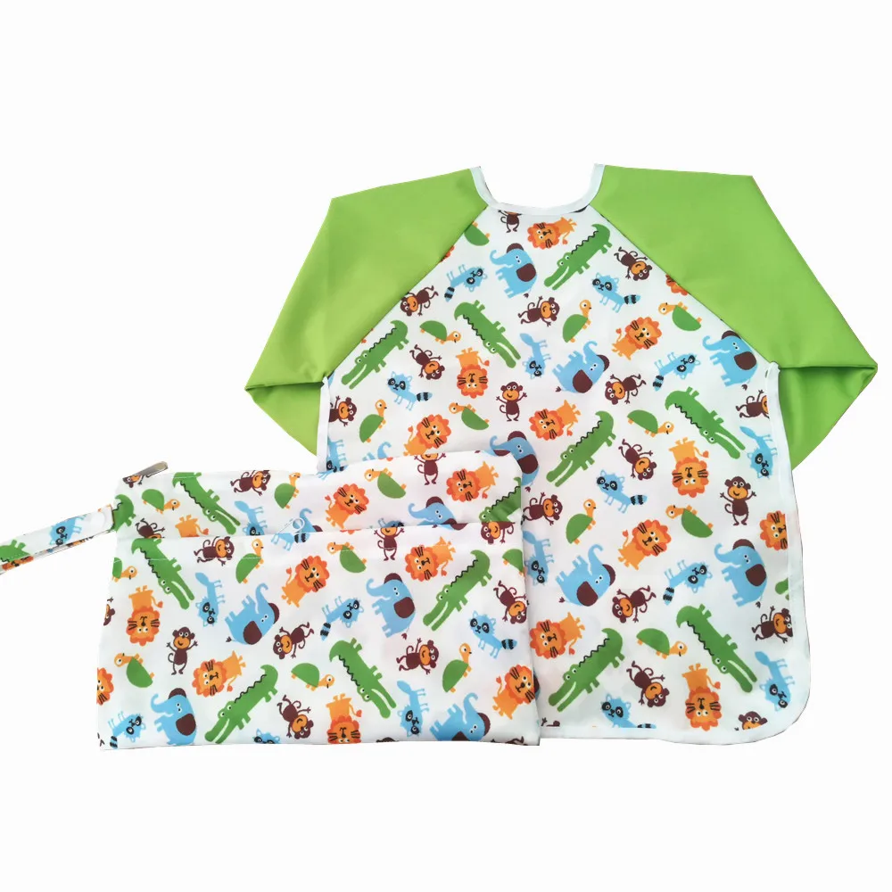 

Free sample Waterproof baby smocks with long sleeves
