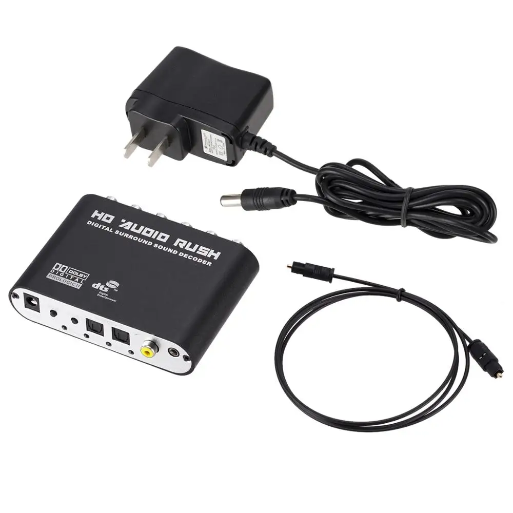 

5.1 CH audio decoder SPDIF Coaxial to RCA DTS AC3 digital to 5.1 Amplifier Analog Converter with power adapter and optical cable